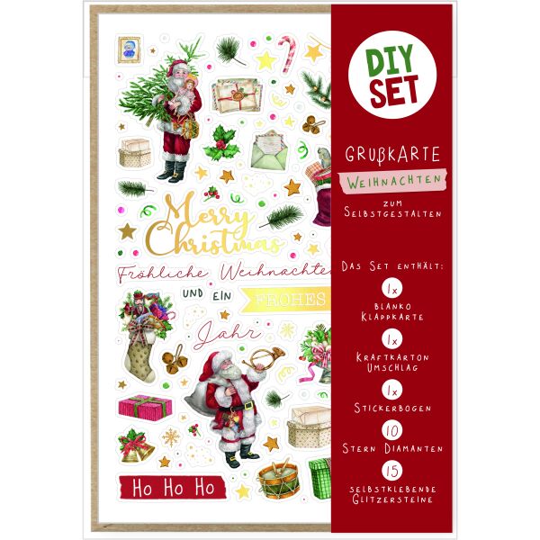 Weihnachten DIY Set Karte zum Selbstgestalten Merry Christmas Weihnachtsmann