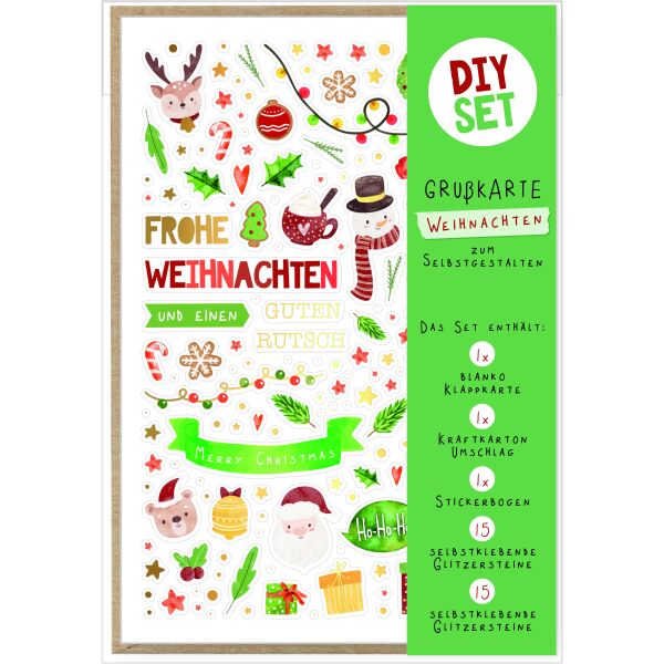 Weihnachten DIY Set Karte zum Selbstgestalten Frohe Weihnachten Weihnachtssymbole