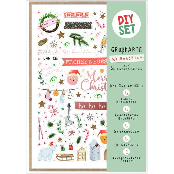 Weihnachten DIY Set Karte zum Selbstgestalten Merry Christmas Weihnachtssymbole