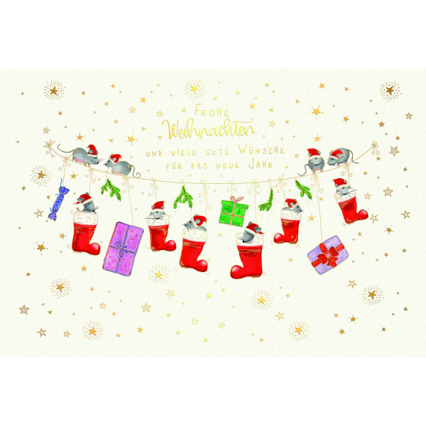 Weihnachten Skorpions Art Weihnachtskarten mit Briefumschlag Weihnachtsstrumpf Geschenke Mäuse Frohe Weihnachten