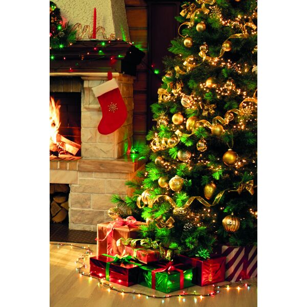 Weihnachten Fotokarte Weihnachtskarte mit Briefumschlag Tannenbaum Kamin Geschenke