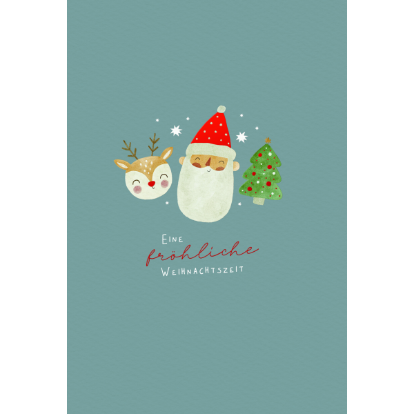 Weihnachten Weihnachtskarte mit Briefumschlag Rentier Weihnachtsmann Weihnachtsbaum Eine Fröhliche Weihnachtszeit