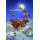 Weihnachten Weihnachtskarte mit Briefumschlag Rentierschlitten Weihnachtsmann wirft Geschenke Frohe Weihnachten
