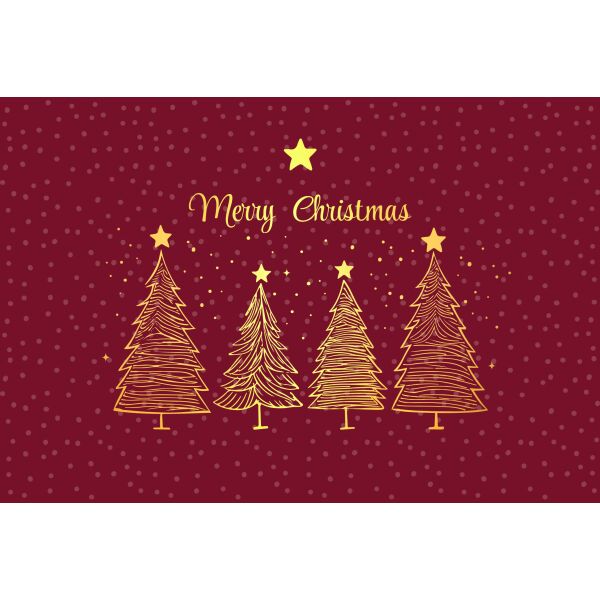Weihnachten Weihnachtskarte mit Briefumschlag gemalte Tannenbäume Goldfolie Merry Christmas