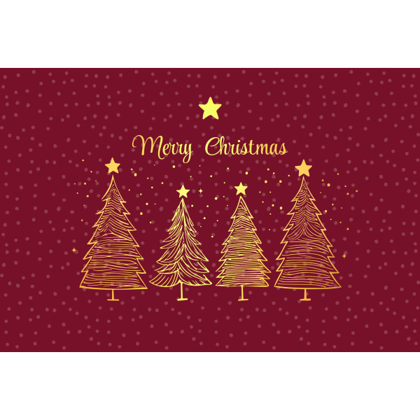 Weihnachten Weihnachtskarte mit Briefumschlag gemalte Tannenbäume Goldfolie Merry Christmas