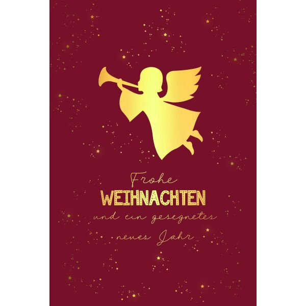 Weihnachten Weihnachtskarte mit Briefumschlag Goldfolie Engel Sterne Frohe Weihnachten
