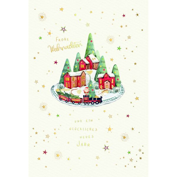 Weihnachten Skorpions Art Weihnachtskarten mit Briefumschlag Zug fährt um Dorf Frohe Weihnachten