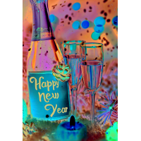 Neujahr Weihnachtskarte mit Briefumschlag Sektflasche mit...