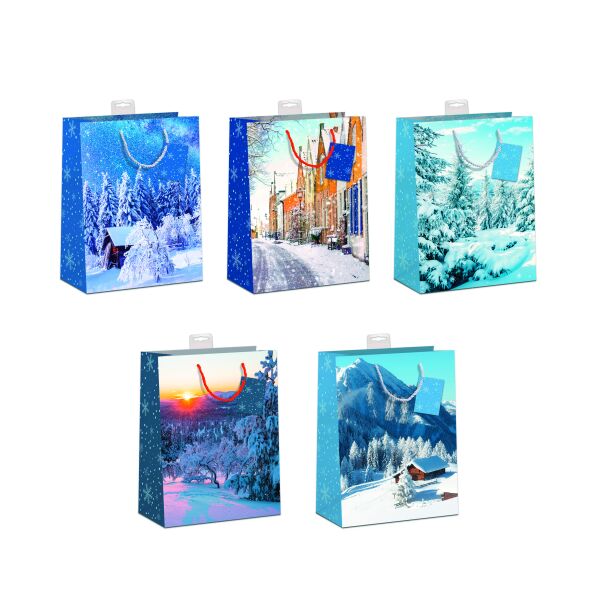 Weihnachten 10 Geschenktaschen sortiert Medium A5-Format UVP € 19,50 pro Tüte € 1,95 5 Motive a 2 Stück Wintermotive