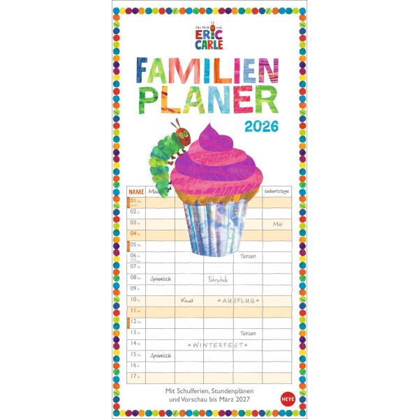Kalender 2026 - Die kleine Raupe Nimmersatt Familienplaner