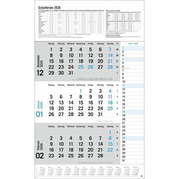 Kalender 2026 - 3-Monats-Planer Klappfälzel, 8,99