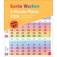 Kalender 2026 - Bunte Wochen 3-Monatsplaner