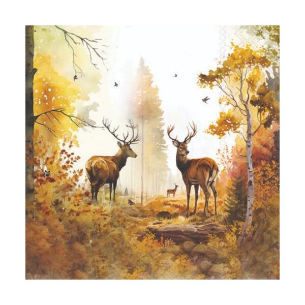 Herbst Servietten 25x25 cm 3-lagig 20 Stück Wald Hirsche