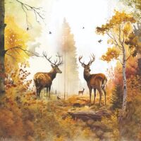 Herbst Servietten 25x25 cm 3-lagig 20 Stück Wald...