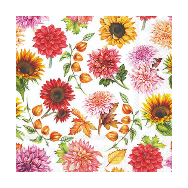 Herbst Servietten 25x25 cm 3-lagig 20 Stück Blumen
