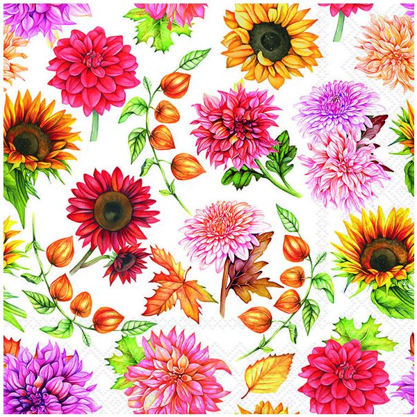 Herbst Servietten 33x33 cm 3-lagig 20 Stück Blumen
