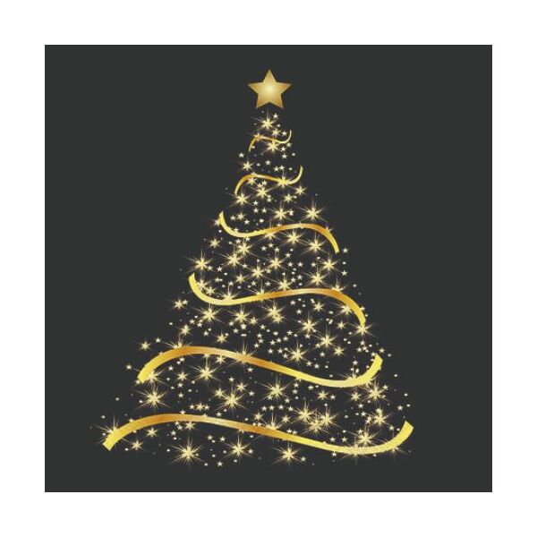 Weihnachten Servietten 25x25 cm 3-lagig 20 Stück Shining tree black FSC Mix  goldener Weihnachtsbaum schwarzer Grund