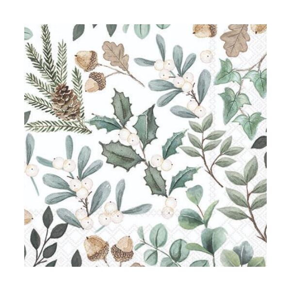 Weihnachten Servietten 25x25 cm 3-lagig 20 Stück Collection of leaves FSC Mix  Herbstlaub Weihnachtslaub