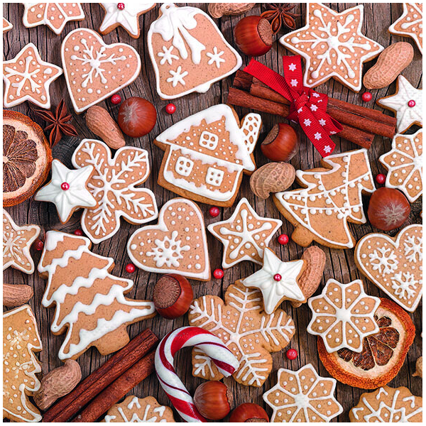 Weihnachten Servietten 33x33 cm 3-lagig 20 Stück Flavoured cookies FSC Mix  Weihnachtsgebäck Kekse