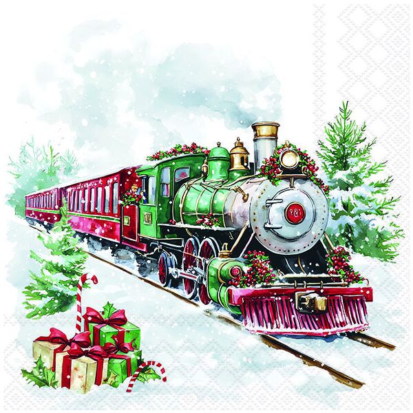 Weihnachten Servietten 33x33 cm 3-lagig 20 Stück Christmas train FSC Mix  Weihnachtszug