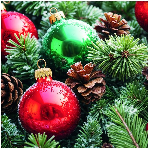 Weihnachten Servietten 33x33 cm 3-lagig 20 Stück Frozen baubles FSC Mix  Kügeln Zweige