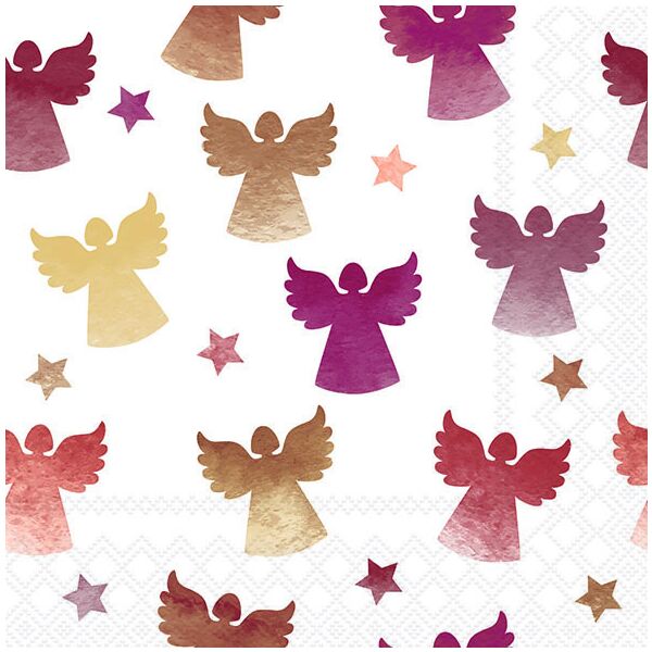 A Weihnachten Servietten 33x33 cm 3-lagig 20 Stück Angel silhouettes berry FSC Mix  Engelsilhouetten bordeaux