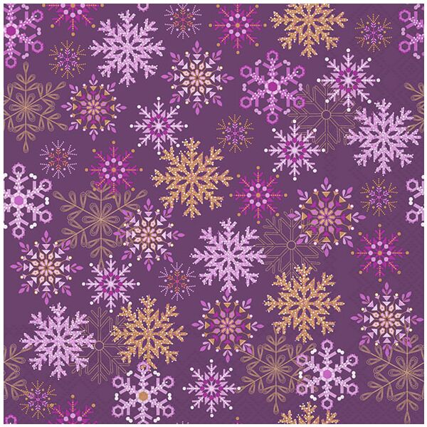 Weihnachten Servietten 33x33 cm 3-lagig 20 Stück Snowflakes all over bordeaux FSC Mix  Schneeflocken Kristalle bordeaux