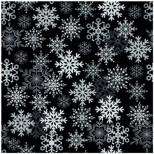 Weihnachten Servietten 33x33 cm 3-lagig 20 Stück Snowflakes all over black FSC Mix  Schneeflocken Kristalle schwarz