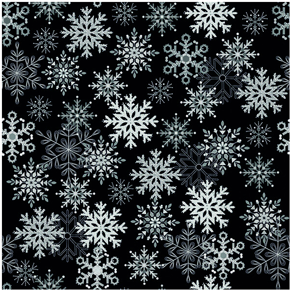 Weihnachten Servietten 33x33 cm 3-lagig 20 Stück Snowflakes all over black FSC Mix  Schneeflocken Kristalle schwarz
