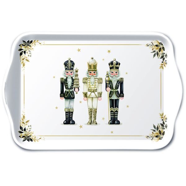 Weihnachten Tablett 13 x 21 cm Royal nutcrackers  Nussknacker schwarz-weiß-gold