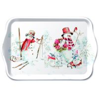 Weihnachten Tablett 13 x 21 cm Sporty snowmen  Schneeman...