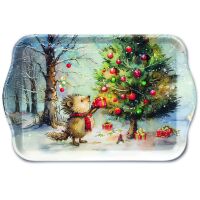 Weihnachten Tablett 13 x 21 cm Present for hedgehog  Igel...