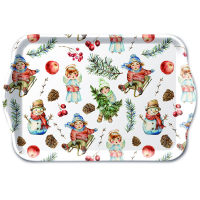 Weihnachten Tablett 13 x 21 cm Playing outside white...