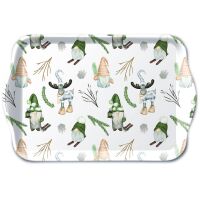 A-2026 Weihnachten Tablett 13 x 21 cm Forest gnomes white...