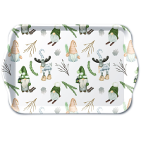 A-2026 Weihnachten Tablett 13 x 21 cm Forest gnomes white...