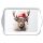 Weihnachten Tablett 13 x 21 cm Deer with Santa hat white  Hirsch mit Weihnachtsmütze
