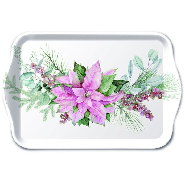Weihnachten Tablett 13 x 21 cm Pink poinsettia  Weihnachtstern rosa