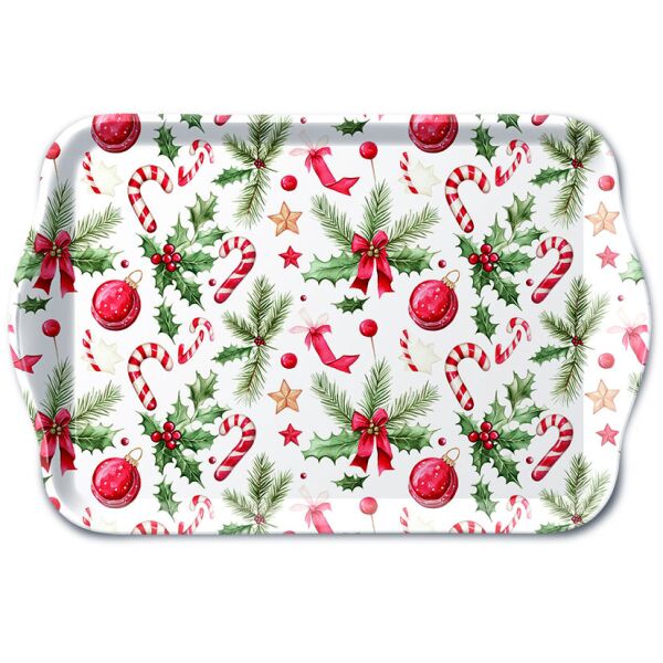 Weihnachten Tablett 13 x 21 cm Christmas elements  Symbole Ilex Zimtstange Kugeln