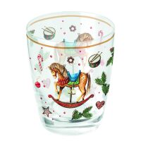 Weihnachten Wasserglas bedruckt Classic rocking horse...