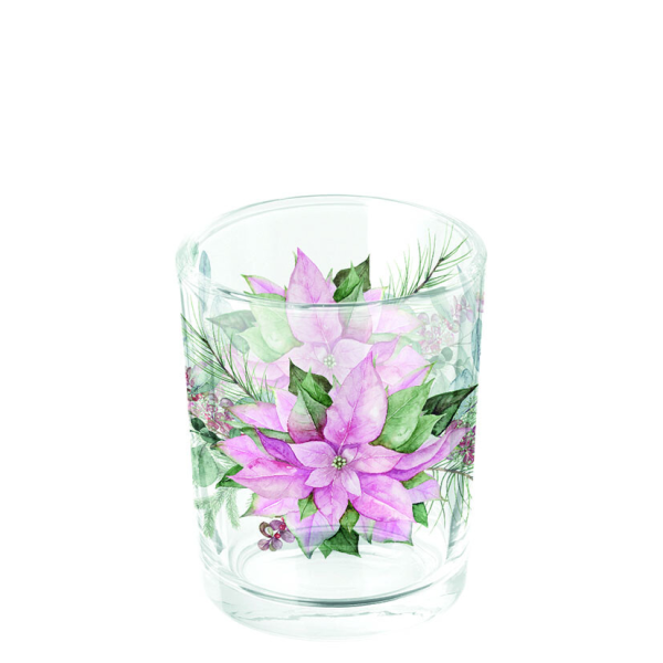 Weihnachten Teelichthalter Pink poinsettia  Weihnachtstern rosa