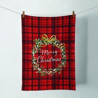 A Weihnachten Geschirrtuch 50 x 70 cm Christmas plaid red...