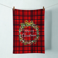A Weihnachten Geschirrtuch 50 x 70 cm Christmas plaid red...