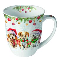 Weihnachten Becher 0,4 l Funny cute puppies  Hundewelpen...