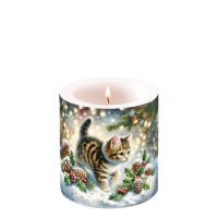Weihnachten Kerze klein Ø 7,5 cm x 9 cm Cute cat...