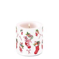 Weihnachten Kerze klein Ø 7,5 cm x 9 cm X-Mas...