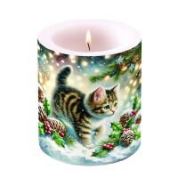 Weihnachten Kerze medium Ø 10 cm x 10 cm Cute cat...