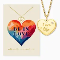 Grußkarte Love mit Halskette Edelstahl Gold und...