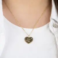 Grußkarte Love mit Halskette Edelstahl Gold und...