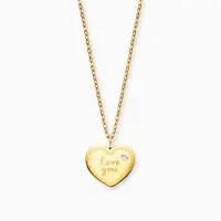 Grußkarte Love you mit Halskette Edelstahl Gold und...