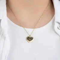 Grußkarte Love you mit Halskette Edelstahl Gold und Umschlag Engelsrufer always together never apart